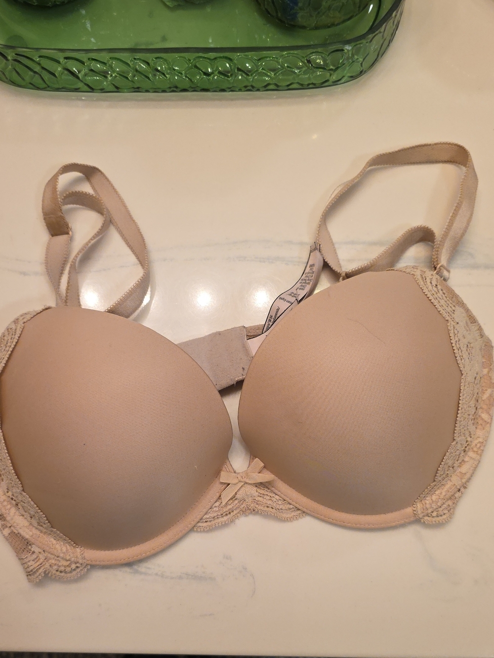 Victoria's Secret Beige Lace-Trim Push-Up Bra